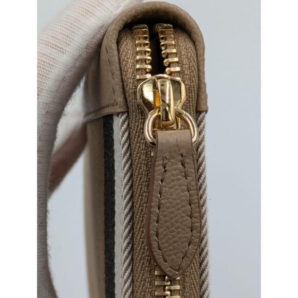 Burberry Large Check Zip Around Grainy Leather Canvas Wallet Chestnut Be… - Picture 8 of 12